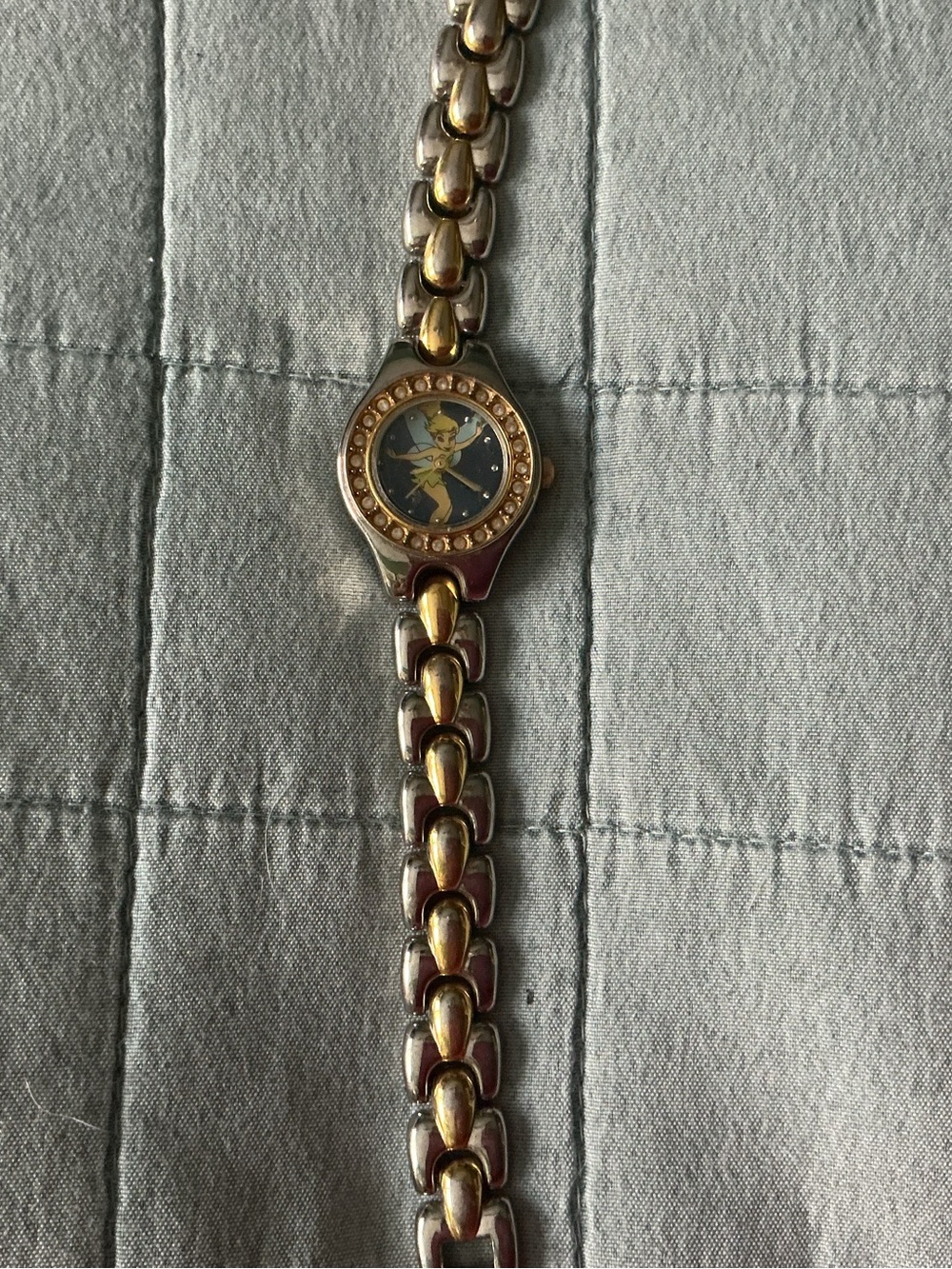 Disney Two-Tone Gold and Silver Bracelet Watch with Tinker Bell Dial